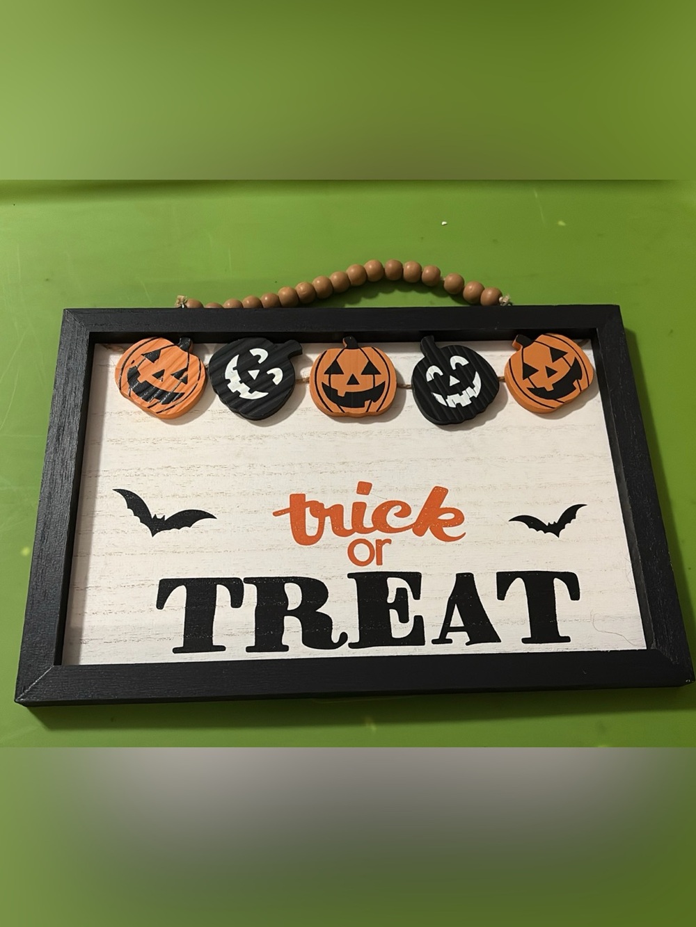 Brand newWooden sign Halloween 'Trick or Treat' Wall Sign - Orange, Black, White